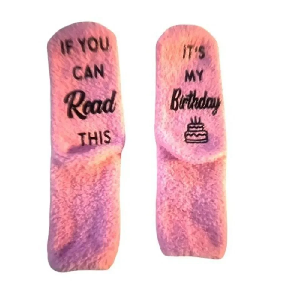 Soft Fleece Lined Cozy Birthday Socks